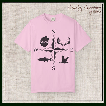 Adirondack Adventurers Compass Comfort Colors Short Sleeve Unisex T-Shirt - ADK Hunters Compass (P6027)