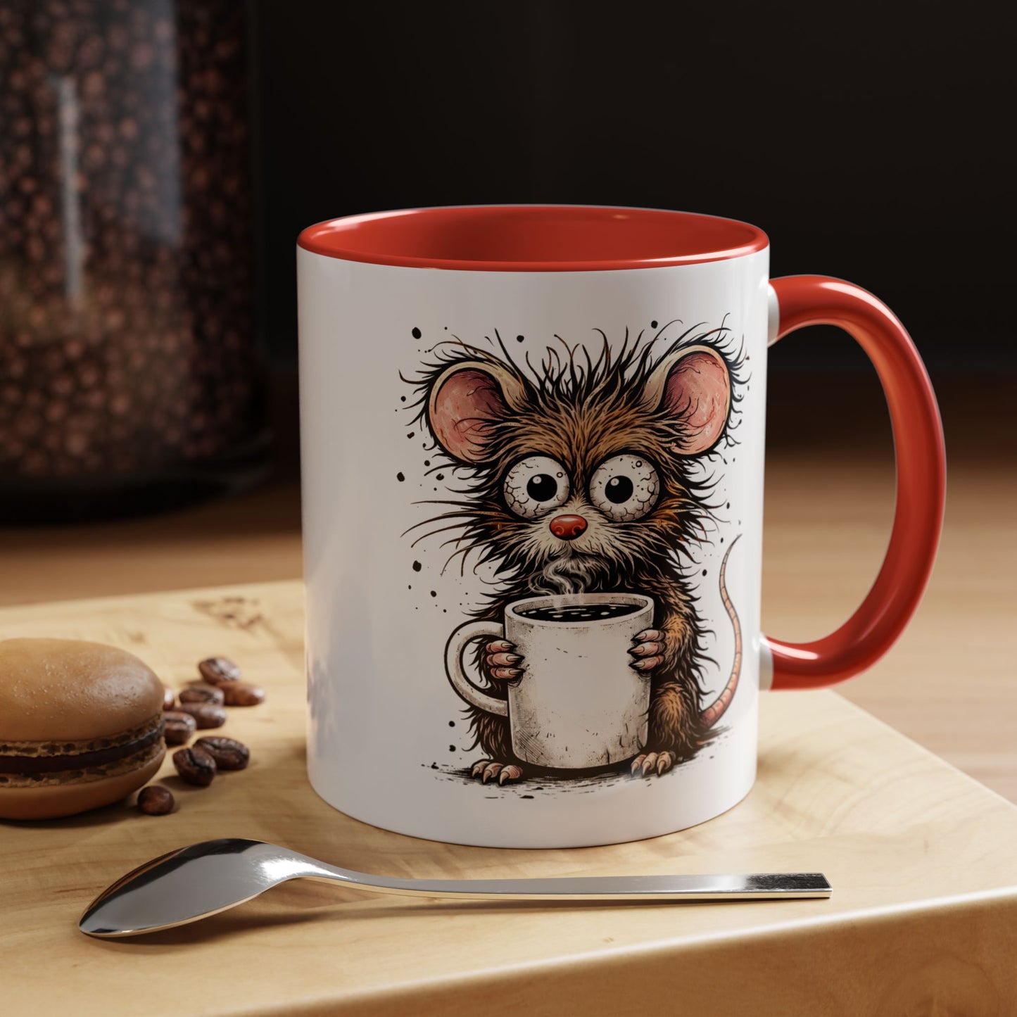 Frazzled Mouse with Mug | Accent Ceramic Coffee Mug 11oz 15oz (3867)