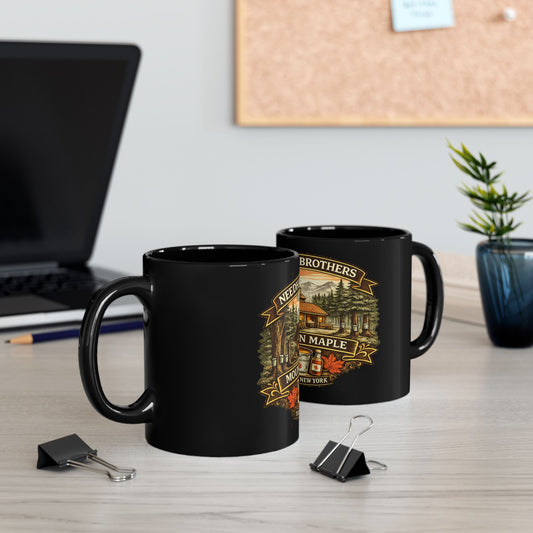 Needham Brothers Mountain Maple Black Mug | 11 oz, 15 oz Ceramic Mug (3894)
