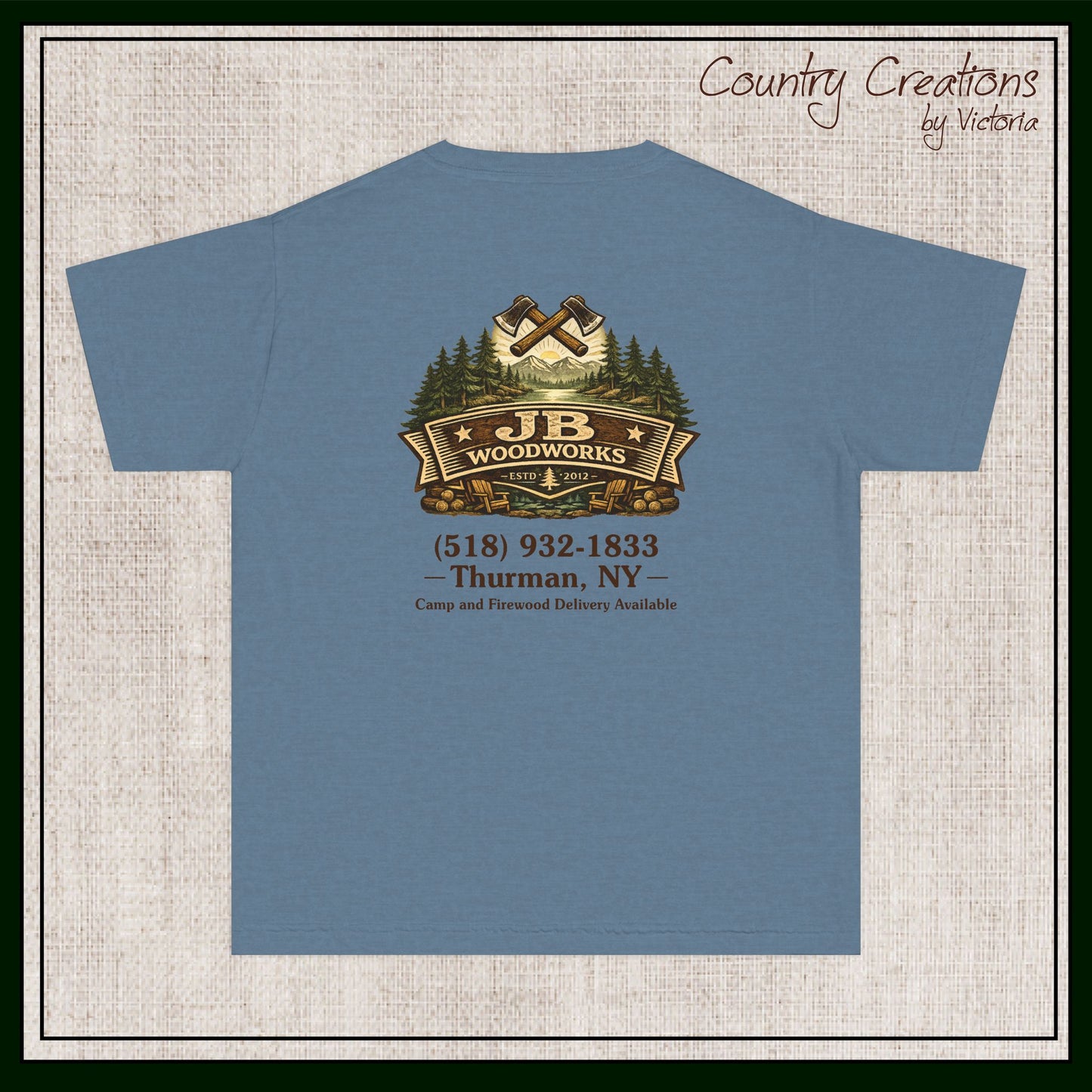 JB Woodworks Logo Pigment Dyed Youth Comfort Colors T-shirt (3878)