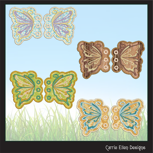 Butterfly ITH Shoe Wing Charms – In The Hoop Embroidery Design for Shoes and Boots – 4x4 & 5x7 Hoop Sizes (1258)