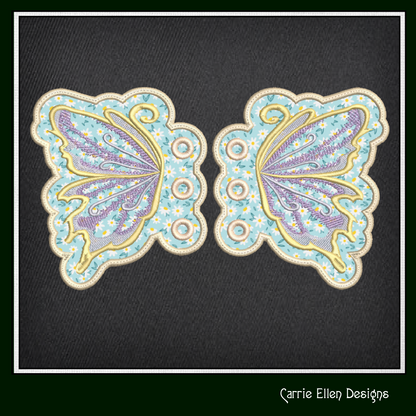 Butterfly ITH Shoe Wing Charms – In The Hoop Embroidery Design for Shoes and Boots – 4x4 & 5x7 Hoop Sizes (1258)