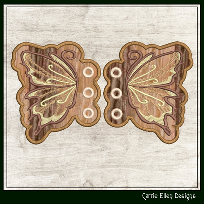 Butterfly ITH Shoe Wing Charms – In The Hoop Embroidery Design for Shoes and Boots – 4x4 & 5x7 Hoop Sizes (1258)