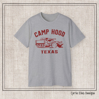Camp Hood Short Sleeve T-Shirt – Vintage WWII Military Camp Design – Heavyweight 100% Cotton Tee (P-6033)