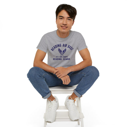 Reading Air Base Short Sleeve Cotton T-Shirt, Vintage WWII Military Design – Heavyweight 100% Cotton Tee (P-6037)
