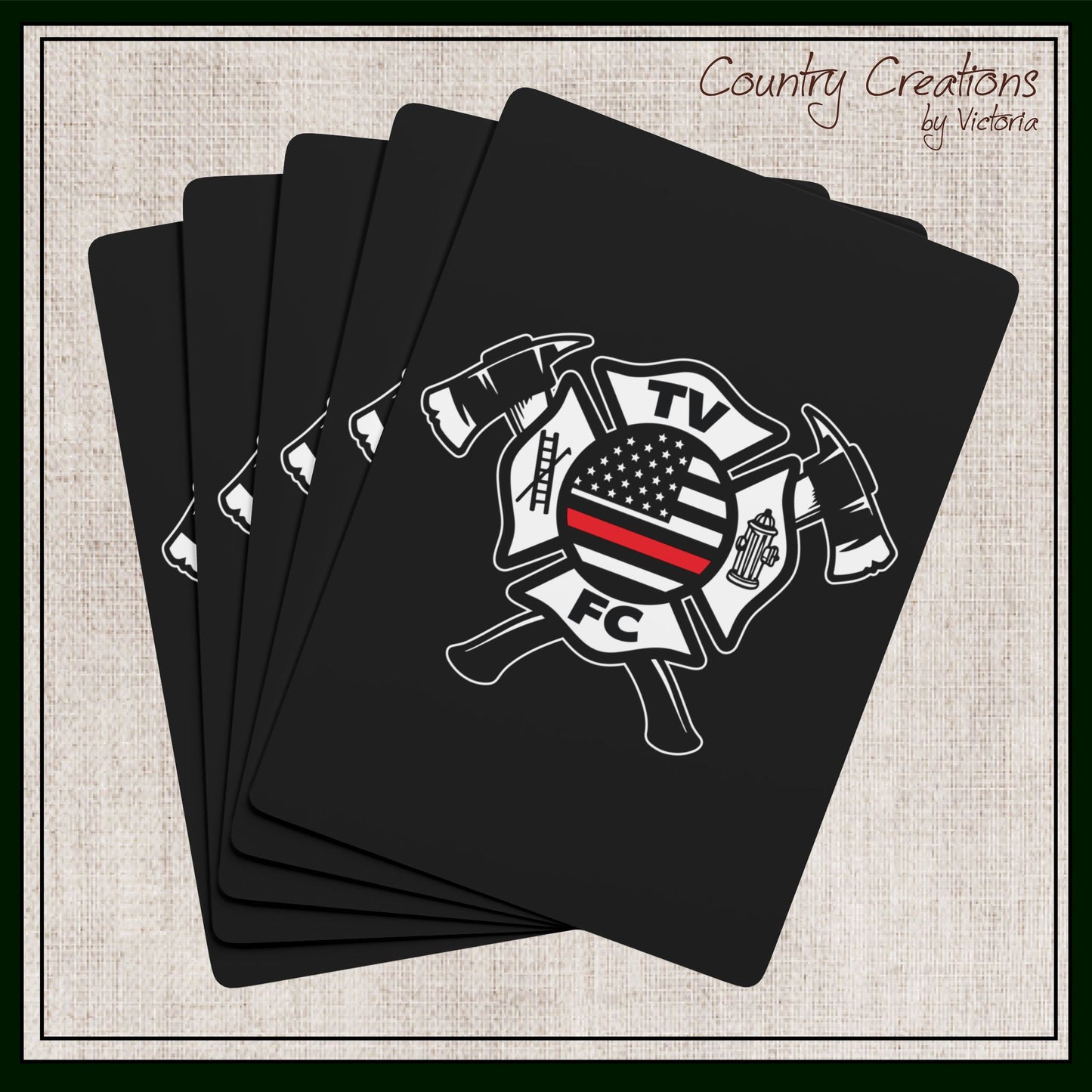 TV FC Thin Red Line Flag Firefighter Maltese Cross Poker Playing Cards (3006)