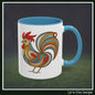 Colorful Rooster Accent Coffee Mug – Abstract Farmhouse Animal Embroidery Styled Print | 11oz & 15oz Ceramic (P-6081)