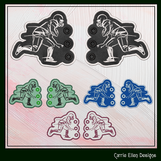 Football Player ITH Shoe Wings – Sporty Shoelace Charms for Shoes and Boots – In The Hoop Machine Embroidery Design (4x4 & 5x7 Hoop) (1304)