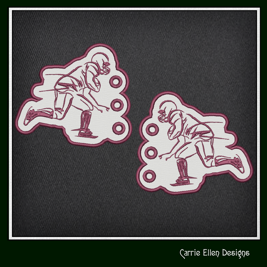 Football Player ITH Shoe Wings – Sporty Shoelace Charms for Shoes and Boots – In The Hoop Machine Embroidery Design (4x4 & 5x7 Hoop) (1304)