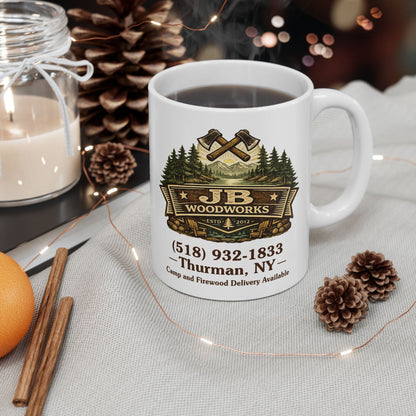 JB Woodworks White Ceramic Mug, 11oz, 15oz (3874)