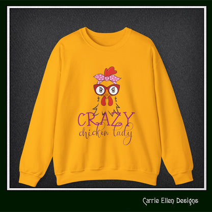 Crazy Chicken Lady Crewneck Sweatshirt – Unisex Long Sleeve Crew Neck Sweatshirt | Cozy Farmhouse Apparel (P-6079)