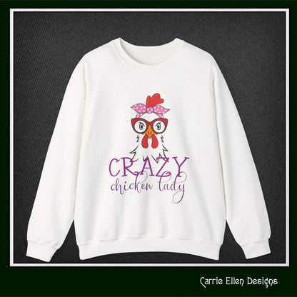 Crazy Chicken Lady Crewneck Sweatshirt – Unisex Long Sleeve Crew Neck Sweatshirt | Cozy Farmhouse Apparel (P-6079)