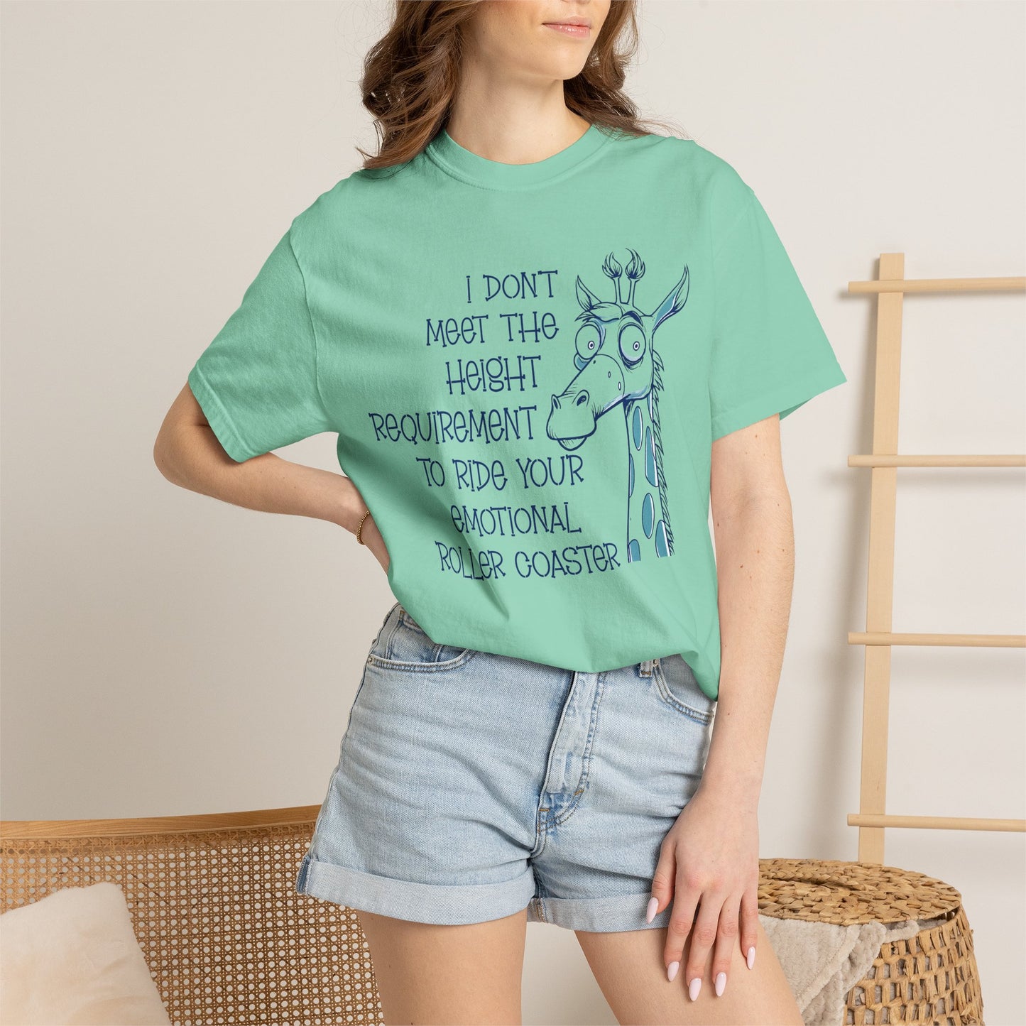 I Don't Meet the Height Requirement to Ride Your Emotional Roller Coaster Comfort Colors® Short Sleeve T-Shirt | Funny Giraffe Graphic Tee (4236)