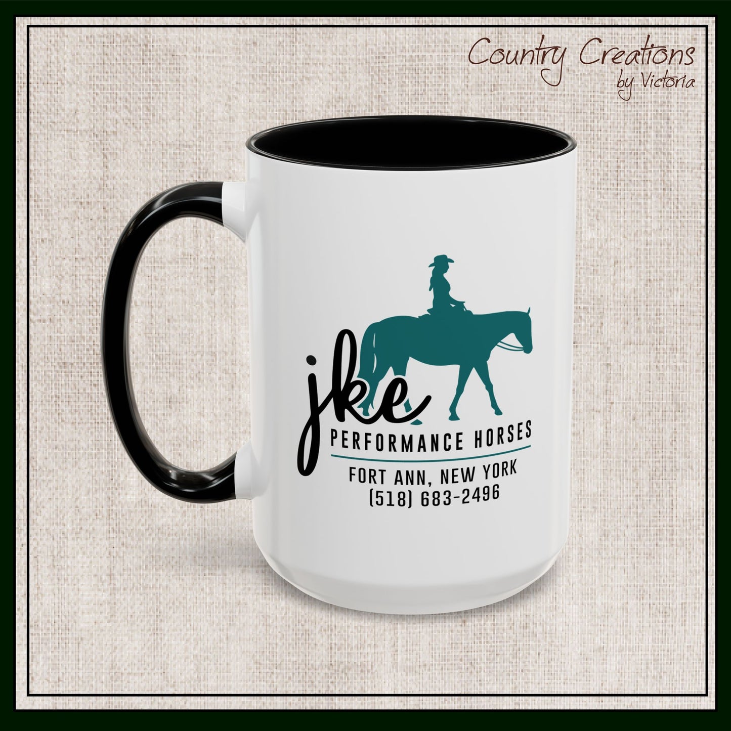 JKE Performance Horses Ceramic Color Accent Coffee Mug (3969)