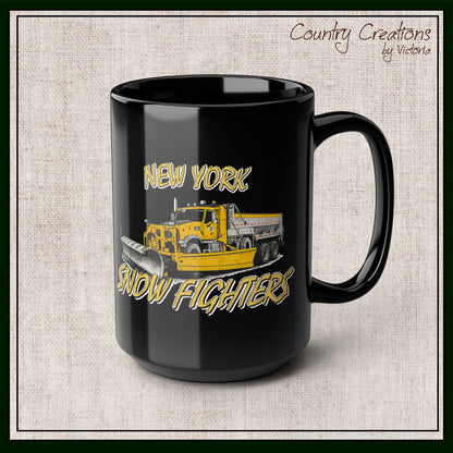 New York Snow Fighters Black Ceramic Coffee Mug, 15 and 15oz (3960)