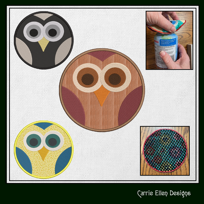 Owl ITH Jar Opener Machine Embroidery Design, Lid Gripper, Owl Jar Gripper, In The Hoop Embroidery Projects (1433)