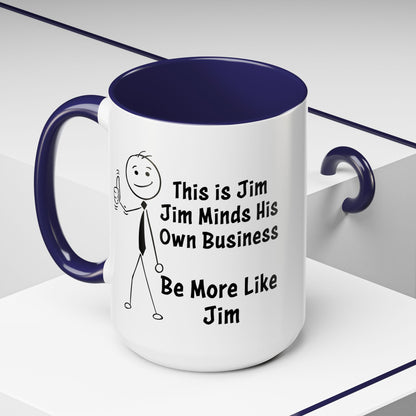Funny Stick Figure "This is Jim" Accent Color Ceramic Mug | Snarky Humor Coffee Mug, Perfect for Home or Office Decor (P-6050)
