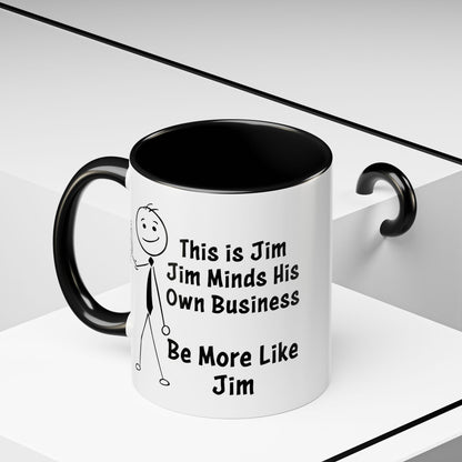 Funny Stick Figure "This is Jim" Accent Color Ceramic Mug | Snarky Humor Coffee Mug, Perfect for Home or Office Decor (P-6050)