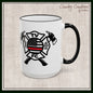 TV FC Thin Red Line Flag Firefighter Maltese Cross Ceramic Mug | Accent Rim & Handle 11,15 oz (3007)