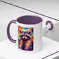 Raccoon Accent Ceramic Mug | Vibrant Colorful Raccoon Coffee Mug,  11oz & 15oz (3826)