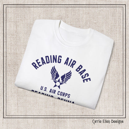 Reading Air Base Short Sleeve Cotton T-Shirt, Vintage WWII Military Design – Heavyweight 100% Cotton Tee (P-6037)