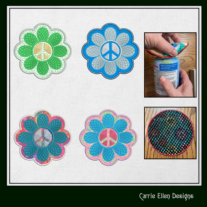 Flower Power ITH Jar Opener Machine Embroidery Design, Boho Hipster Jar Gripper, In The Hoop Embroidery Projects (1458)