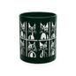 Geometric Cat Color Mug | Minimalist Cat 11oz Ceramic Coffee Mug | 8 Color Choices (4276)
