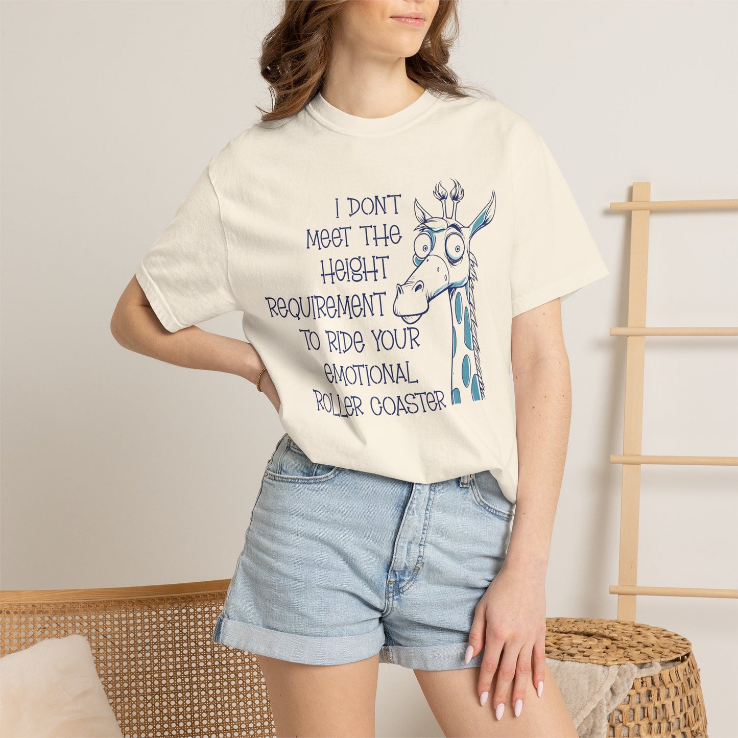 I Don't Meet the Height Requirement to Ride Your Emotional Roller Coaster Comfort Colors® Short Sleeve T-Shirt | Funny Giraffe Graphic Tee (4236)