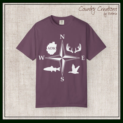 Adirondack Adventurers Compass Comfort Colors Short Sleeve Unisex T-Shirt - ADK Hunters Compass (P6027)