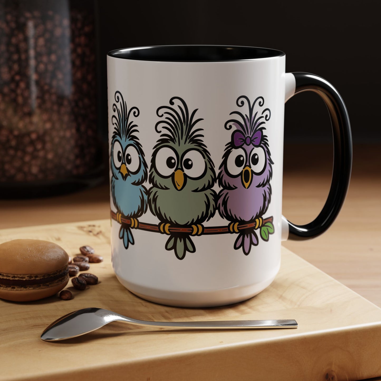 Colorful Cartoon Birds Coffee Mug — Chicks on a Stick 11/15oz Accent Mug (4278)