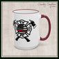 TV FC Thin Red Line Flag Firefighter Maltese Cross Ceramic Mug | Accent Rim & Handle 11,15 oz (3007)
