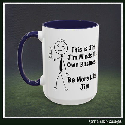 Funny Stick Figure "This is Jim" Accent Color Ceramic Mug | Snarky Humor Coffee Mug, Perfect for Home or Office Decor (P-6050)