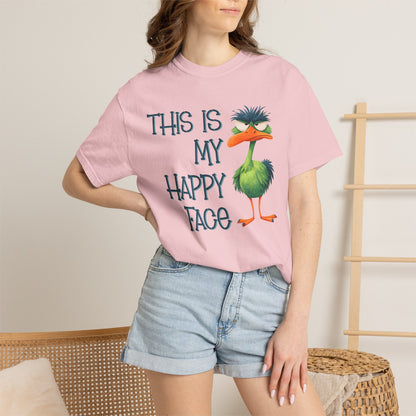This Is My Happy Face Comfort Colors® Short Sleeve T-Shirt | Sarcastic Ostrich Unisex Shirt | Adult Humor (4251)