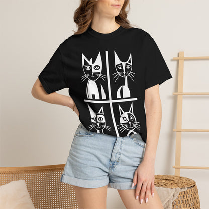 Geometric Cat Comfort Colors® T-Shirt | Minimalist Garment Dyed Cat Tee,  12 Colors (4279)
