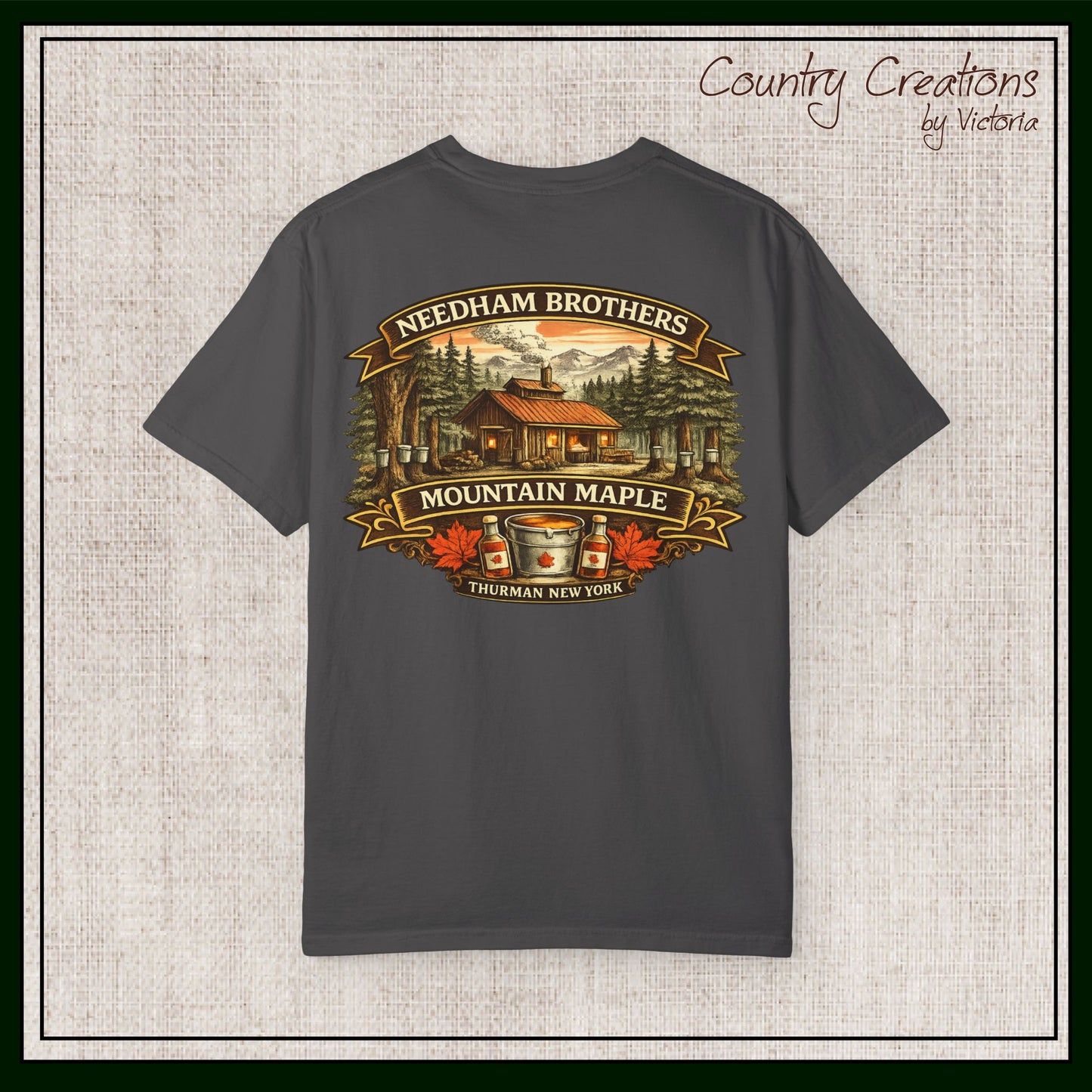 Needham Brothers Mountain Maple Short Sleeve T-Shirt, Comfort Colors Pigment Dyed Tee(3891)