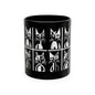 Geometric Cat Color Mug | Minimalist Cat 11oz Ceramic Coffee Mug | 8 Color Choices (4276)