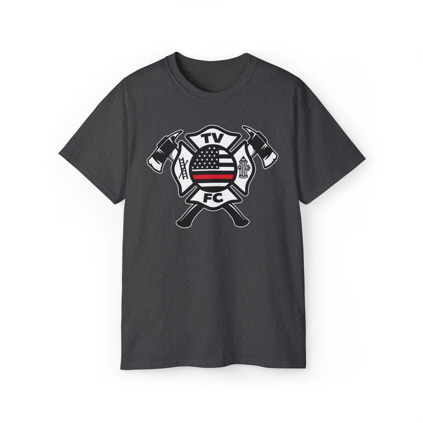 TV FC Red Thin Line Firefighter Maltese Cross Tee | 6 oz Cotton Tee Shirt (3009)