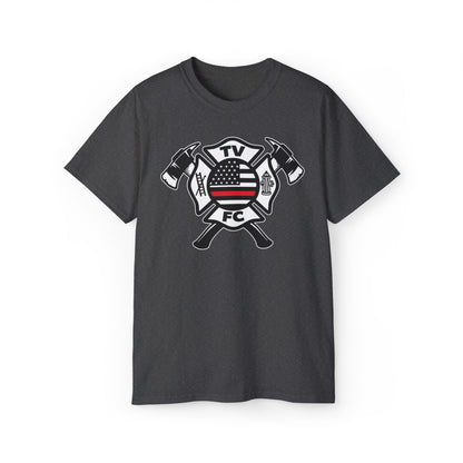 TV FC Red Thin Line Firefighter Maltese Cross Tee | 6 oz Cotton Tee Shirt (3009)