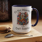 Craft Supply Hoarding Mouse Ceramic Mug | Funny Crafter Color Accent Mug (3857)