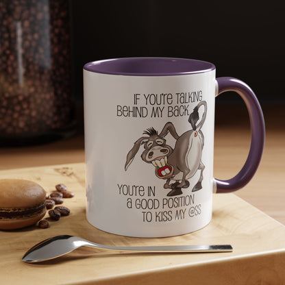 Snarky Donkey Kiss Ass Coffee Mug – Unique Ceramic Mug, 11oz & 15oz (P-6084)