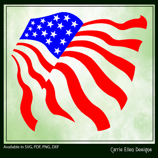 American Flag SVG Vector Clip Art, Abstract USA Flag Cutting File Design, July 4th Memorial Day (1606)