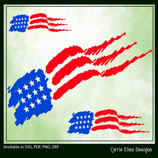 American Flag SVG Vector Clip Art, Abstract USA Flag Cutting File Design, July 4th Memorial Day (1607)