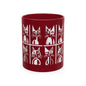 Geometric Cat Color Mug | Minimalist Cat 11oz Ceramic Coffee Mug | 8 Color Choices (4276)