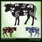 Floral Cow Vector Clipart, Bovine Silhouette with Flowers, Wildflower Farm Animal Silhouette, (1626)