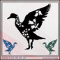 Flying Floral Goose Vector Clipart, Bird Silhouette with Flowers, Wildflower Farm Animal Silhouette, (1635)