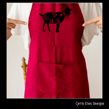 Floral Goat Vector Clipart, Farm Animal Silhouette with Wildflowers (1633)