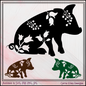 Floral Pig Sitting SVG Vector Clipart – Farm Animal Silhouette with Wildflowers (1639)