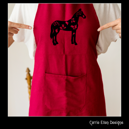 Floral Horse SVG Clipart, Farm Animal Silhouette, Pony with Wildflowers (1643)