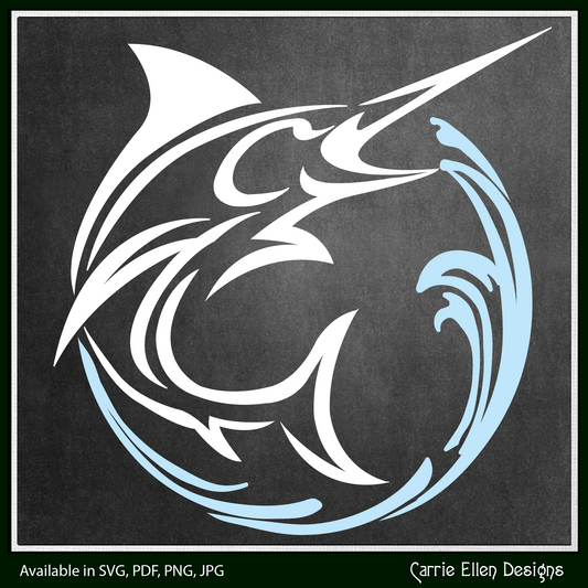 Pacific Blue Marlin SVG, North Atlantic Swordfish, Marlin Sailfish Vector Clipart Print Files (1649)
