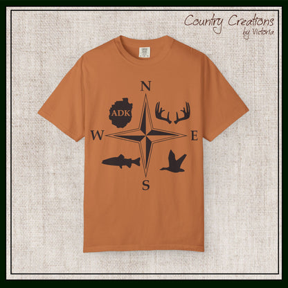 Adirondack Adventurers Compass Comfort Colors Short Sleeve Unisex T-Shirt - ADK Hunters Compass (P6027)